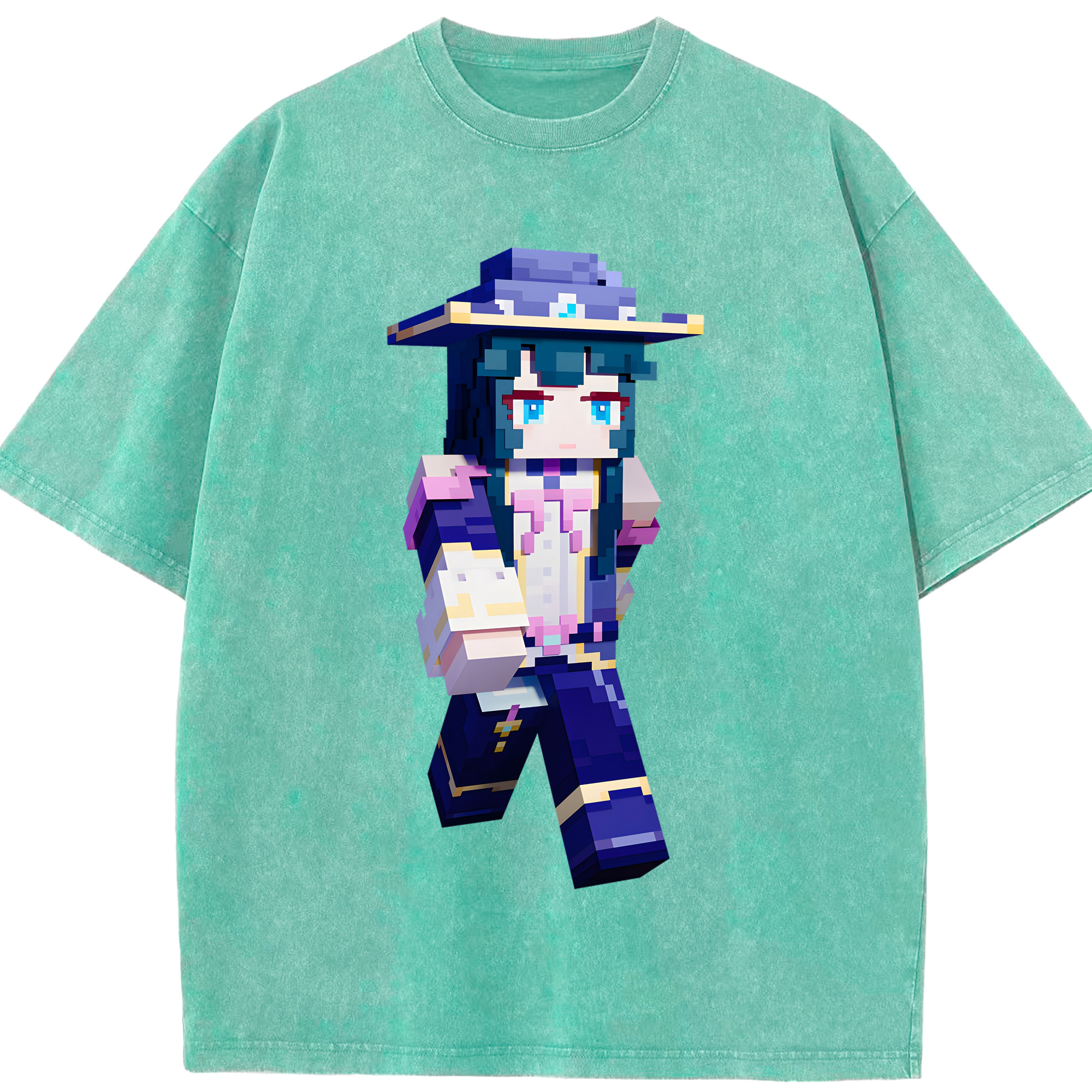 （画像用） マインクラフト ブロックの世界 Minecraft MC Block world 綿100% ヴィンテージ風 半袖Tシャツ（フロントプリント）